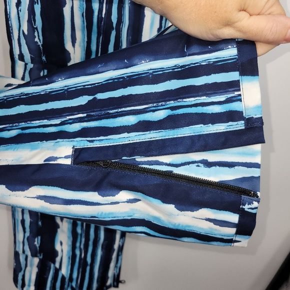 Descent Norah Women’s Insulated Snow Ski Stripe Pattern blue white pants Size 8 - Picture 7 of 12